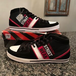 Vision Street Wear Santiago High Top Sneakers Black Red NIB Men's Size 12